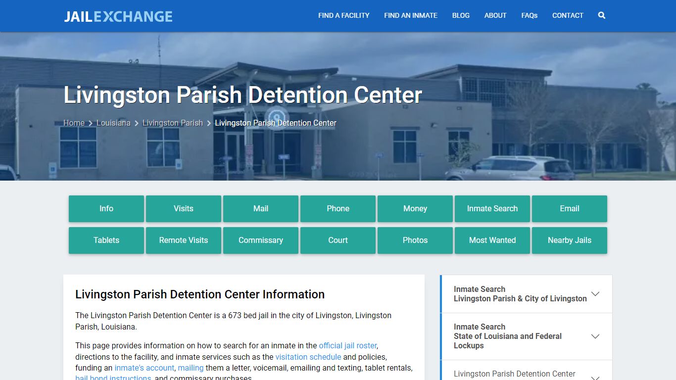 Livingston Parish Detention Center, LA Inmate Search, Information